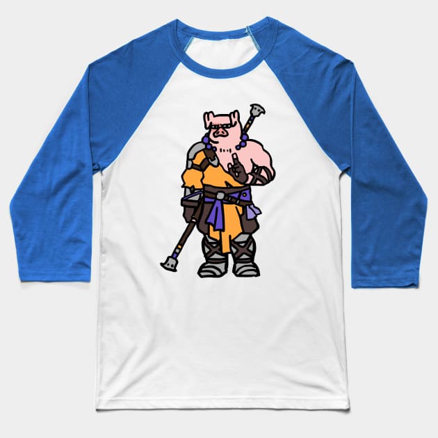 Fantasy Tabletop Piggy Monk Cute Baseball T-Shirt by Porkzby